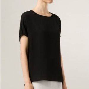 Vince Silk, Linen and Leather Blouse